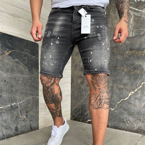 Guess Archive Black Wash W/Destroy Regular Denim Short - Picture 11 of 11